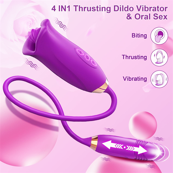 10 Thrusting & Vibrating Kiss Modes Bite Rose Toy