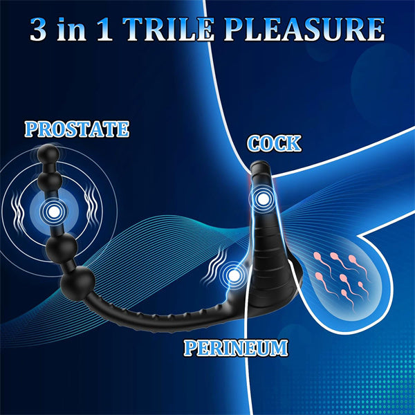 3IN1 Silicone Penis Ring with 10 Vibration Remote Control