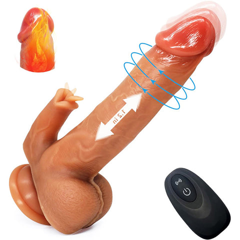 4IN1 7 Thrusting & Rotation 10 Vibration & Licking Dildo Vibrator Flesh
