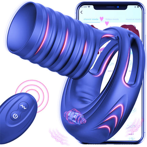 Mens Vibrator with Ribbed Penis Sleeve