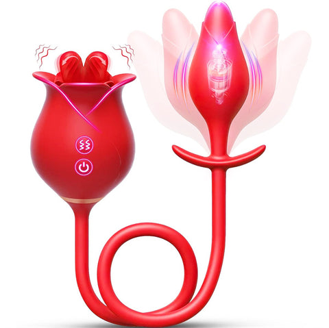 3in1 Rose Vibrator With Butt Plug