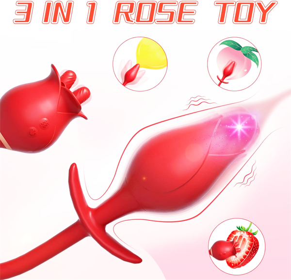 3in1 Rose Vibrator With Butt Plug
