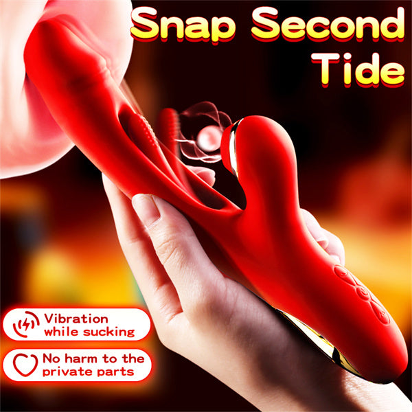 4IN1 Sucking & Flapping Rabbit Vibrator Red