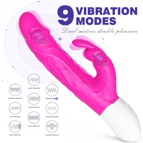 Realistic Rabbit Vibrator with Bunny Ears Hot Pink