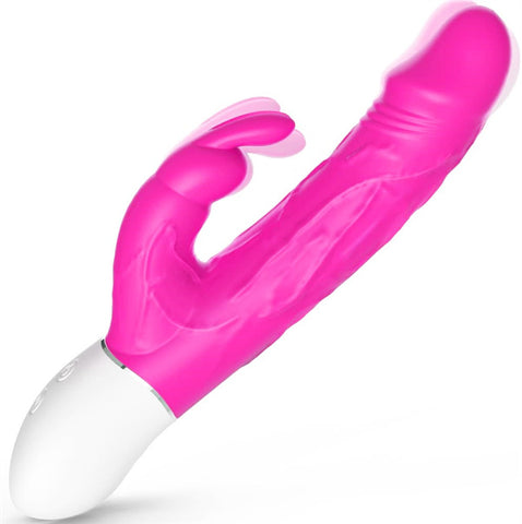 Realistic Rabbit Vibrator with Bunny Ears Hot Pink