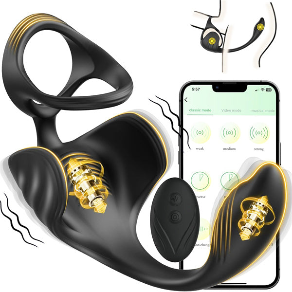 2IN1 Remote Control Cock Ring & Anal Vibrator with App