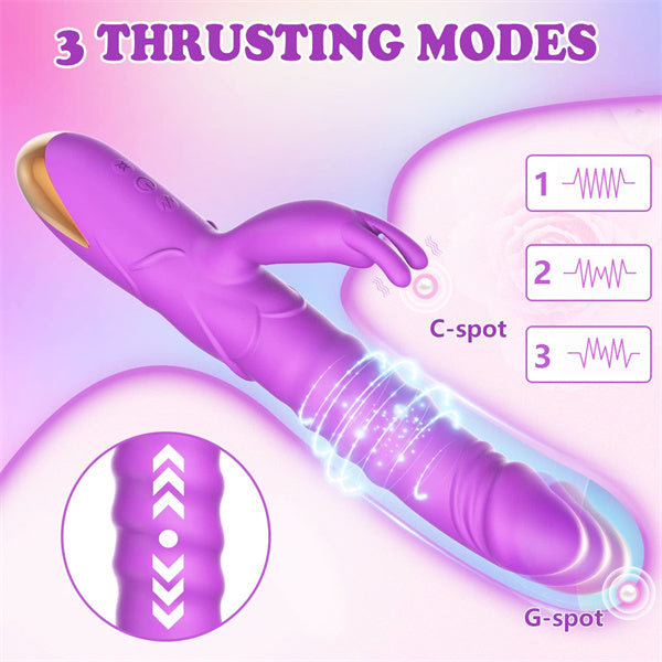 Rose Thrusting Rabbit Vibrator Purple