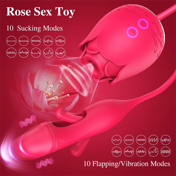 10 Flapping & 10 Sucking Rose Dildo Vibrator Sara