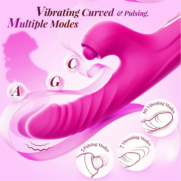 10 Vibration & 7 Thrusting Mode Rabbit Vibrator Hot Pink