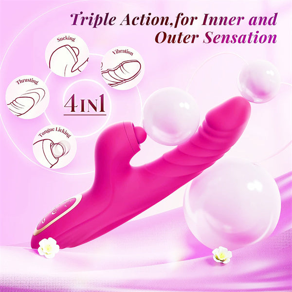 10 Vibration & 7 Thrusting Mode Rabbit Vibrator Hot Pink
