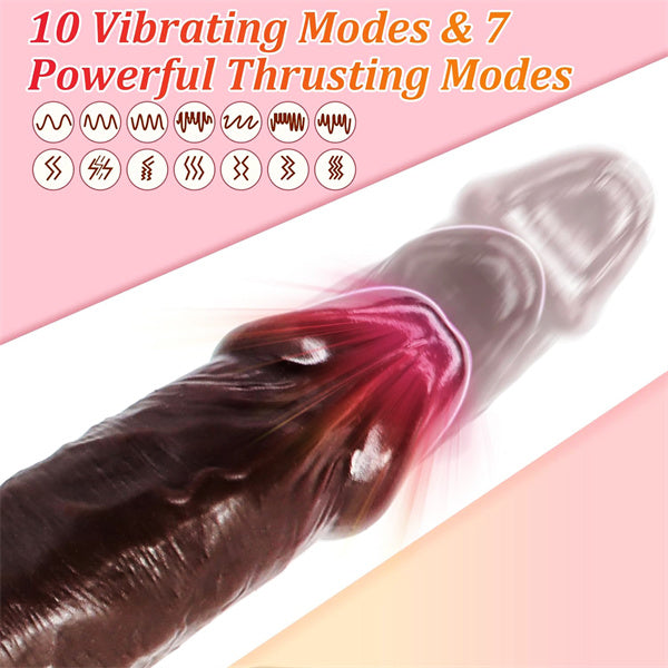 4IN1 7 Thrusting & Rotation 10 Vibration & Licking Dildo Vibrator Black