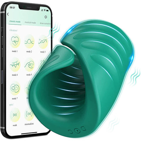 Male Masturbator Penis Training Vibrator with APP Control Green