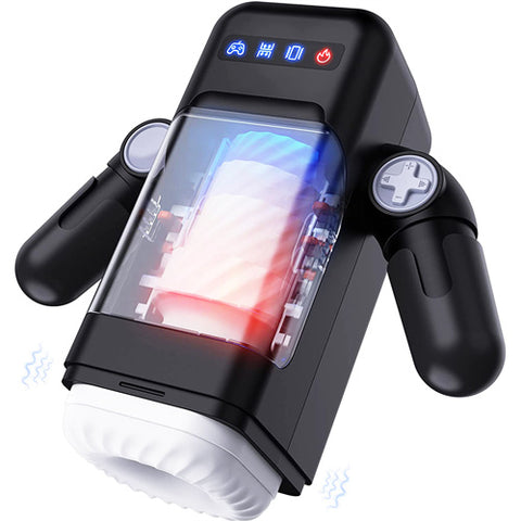 Game Cup -Thrusting Vibrating Masturbator with Heating System Black