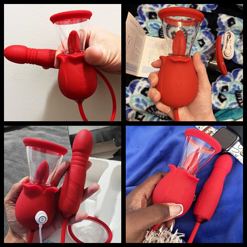 Reviews: 7 Tongue Licking & 3 Thrusting Rose Vibrator Dildo
