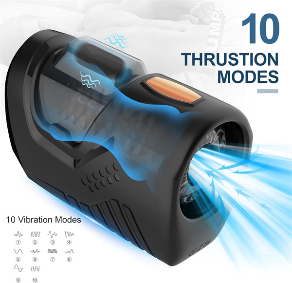10 Thrusting Vibrating Blowjob Machine Penis Pump with Visual Window