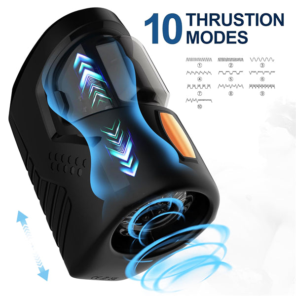 10 Thrusting Vibrating Blowjob Machine Penis Pump with Visual Window