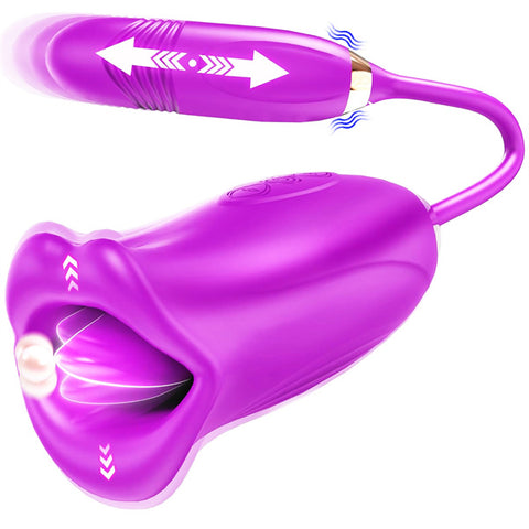 10 Thrusting & Vibrating Kiss Modes Bite Rose Toy