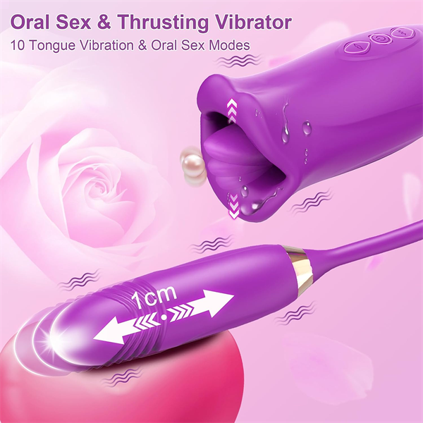 10 Thrusting & Vibrating Kiss Modes Bite Rose Toy