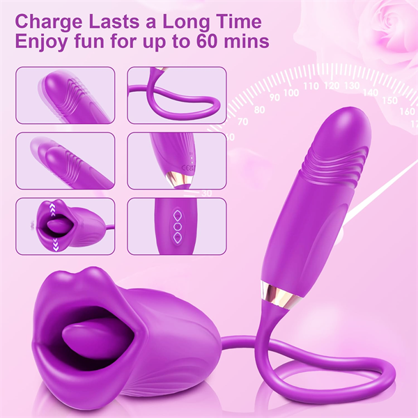 10 Thrusting & Vibrating Kiss Modes Bite Rose Toy