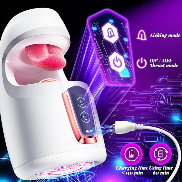 10 Thrusting Vibration Tongue Male Masturbator Pocket Pussy