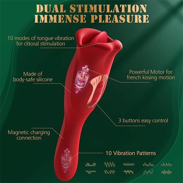 Buy 2IN1 Bite Me French Kisser Rose Wand | Rose Vibrators | Rosetoy ROSETOY Buy 2IN1 Bite Me French Kisser Rose Wand | Rose Vibrators | Rosetoy ROSETOY