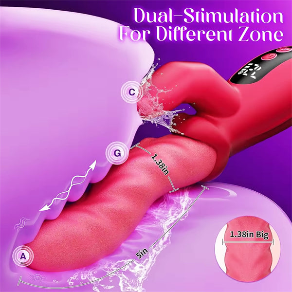 2 IN1 Wave Thrusting Tongue Dildo Vibrator