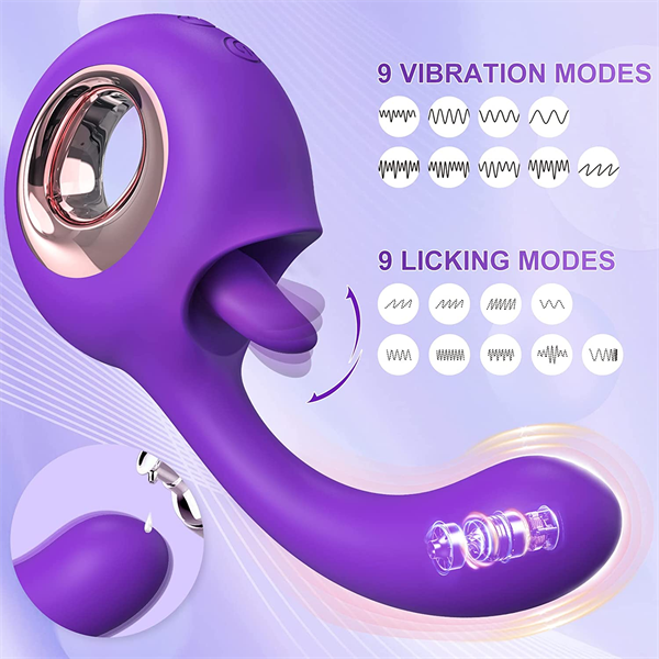2 in 1 Clitoral Licking Tongue Vibrator