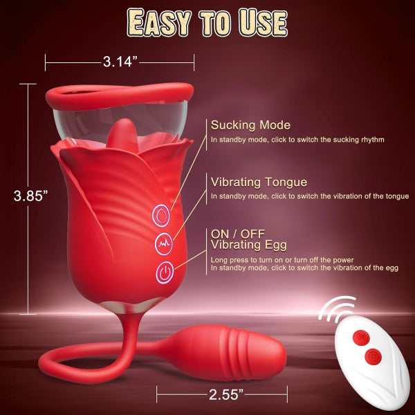 3-in-1 Rose Suction Vibrator for Multi-Layered Stimulation