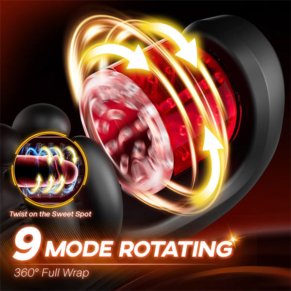 360° Licking Glans Mens Vibrator with 9 Rotating Clamping Vibrating Penis Trainer