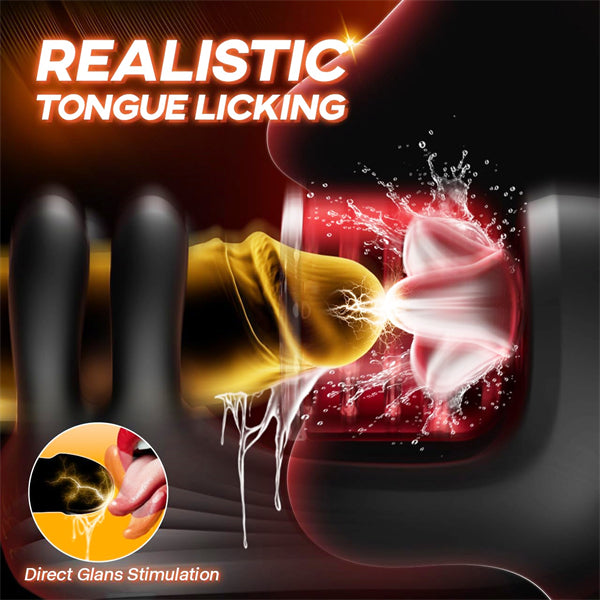 360° Licking Glans Mens Vibrator with 9 Rotating Clamping Vibrating Penis Trainer