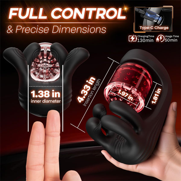 360° Licking Glans Mens Vibrator with 9 Rotating Clamping Vibrating Penis Trainer