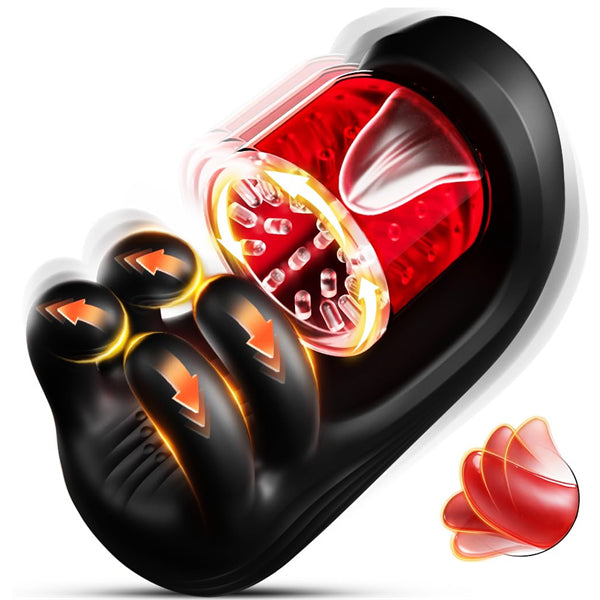 360° Licking Glans Mens Vibrator with 9 Rotating Clamping Vibrating Penis Trainer