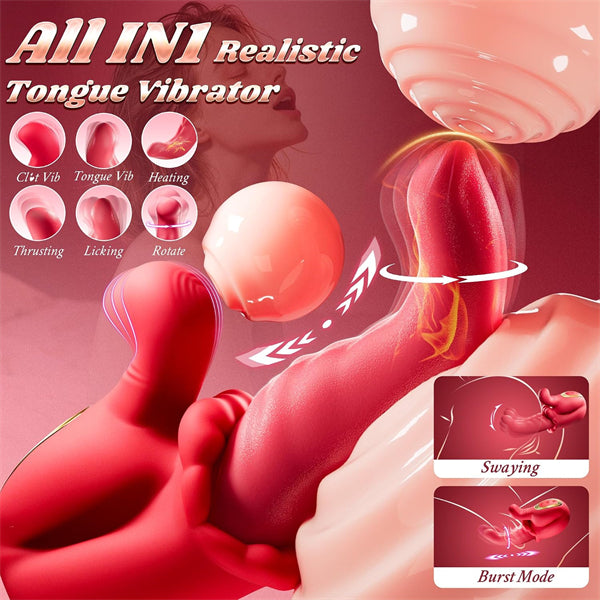 360° Rotating Tongue Rose Vibrator with Heating
