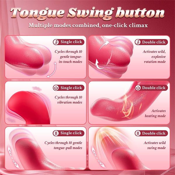 360° Rotating Tongue Rose Vibrator with Heating