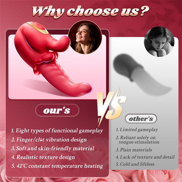 360° Rotating Tongue Rose Vibrator with Heating