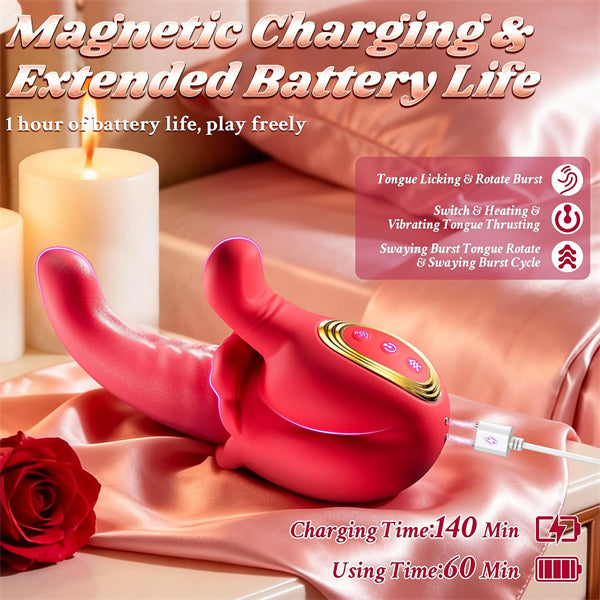 360° Rotating Tongue Rose Vibrator with Heating