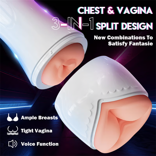 3 IN 1 Split Design 5 Sucking 7 Vibrating Stroker