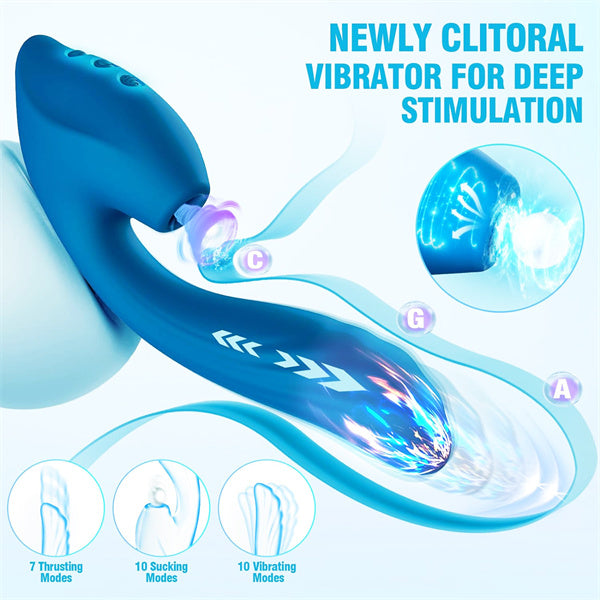 3 in 1 Clitoral Sucking Snail Vibrator Blue