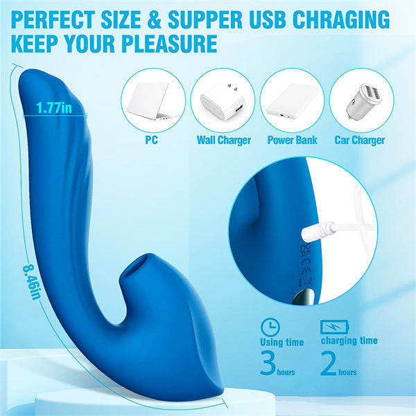 3 in 1 Clitoral Sucking Snail Vibrator Blue