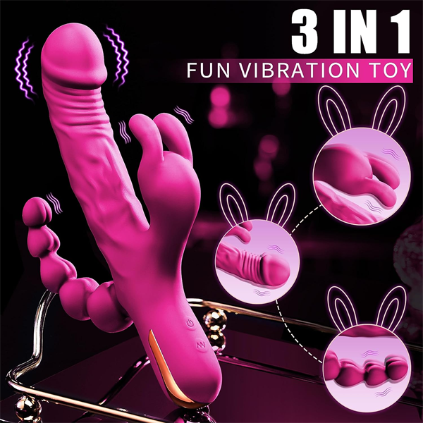 3 in 1 G-Spot rabbit Vibrators Hot Pink