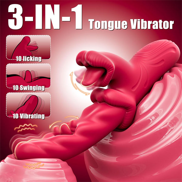 3 in 1 Licking  Swinging Vibrating Dildo Vibrator