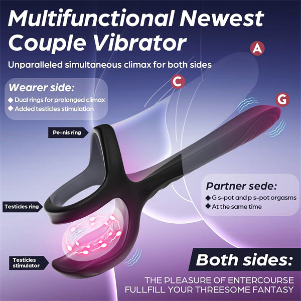 3IN1 Vibrating Cock Ring with Dildo Vibrator