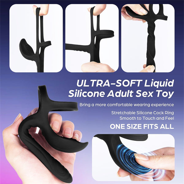 3IN1 Vibrating Cock Ring with Dildo Vibrator