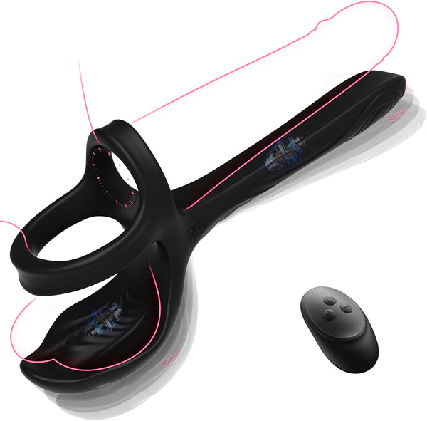 3IN1 Vibrating Cock Ring with Dildo Vibrator