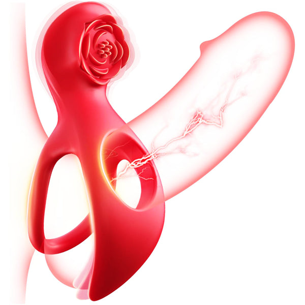 3 in 1 Rose vibrating cock ring