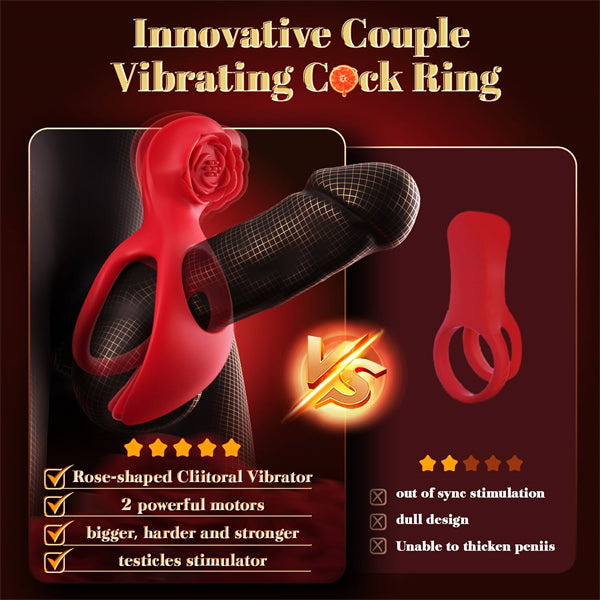 3 in 1 Rose vibrating cock ring