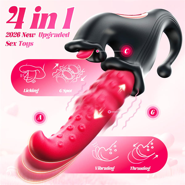 4-in-1 G-Spot Tongue Vibrator with 10 Sliding Ring