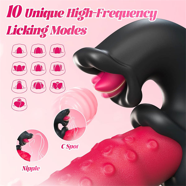 4-in-1 G-Spot Tongue Vibrator with 10 Sliding Ring