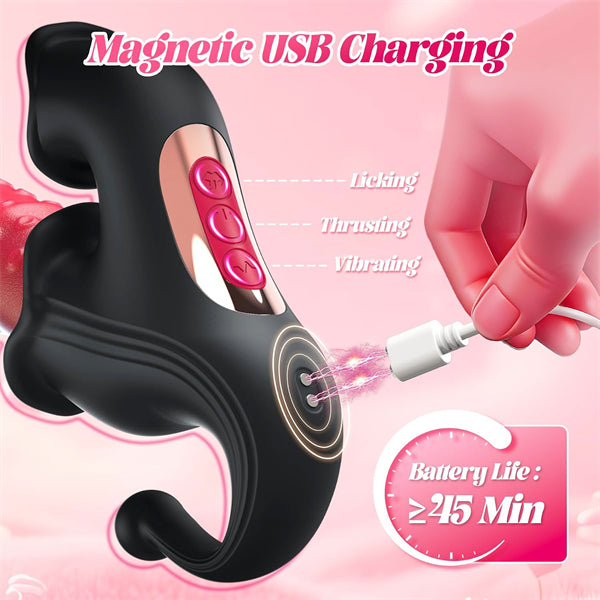 4-in-1 G-Spot Tongue Vibrator with 10 Sliding Ring