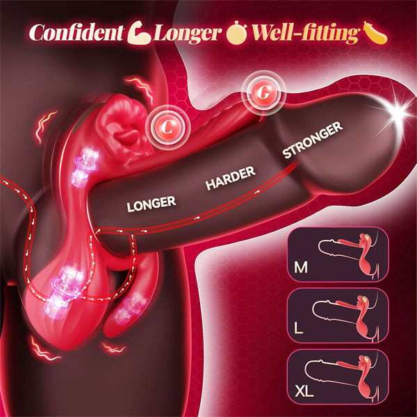 4 Powerful Motors 7 Vibration Modes Rose Cock Ring